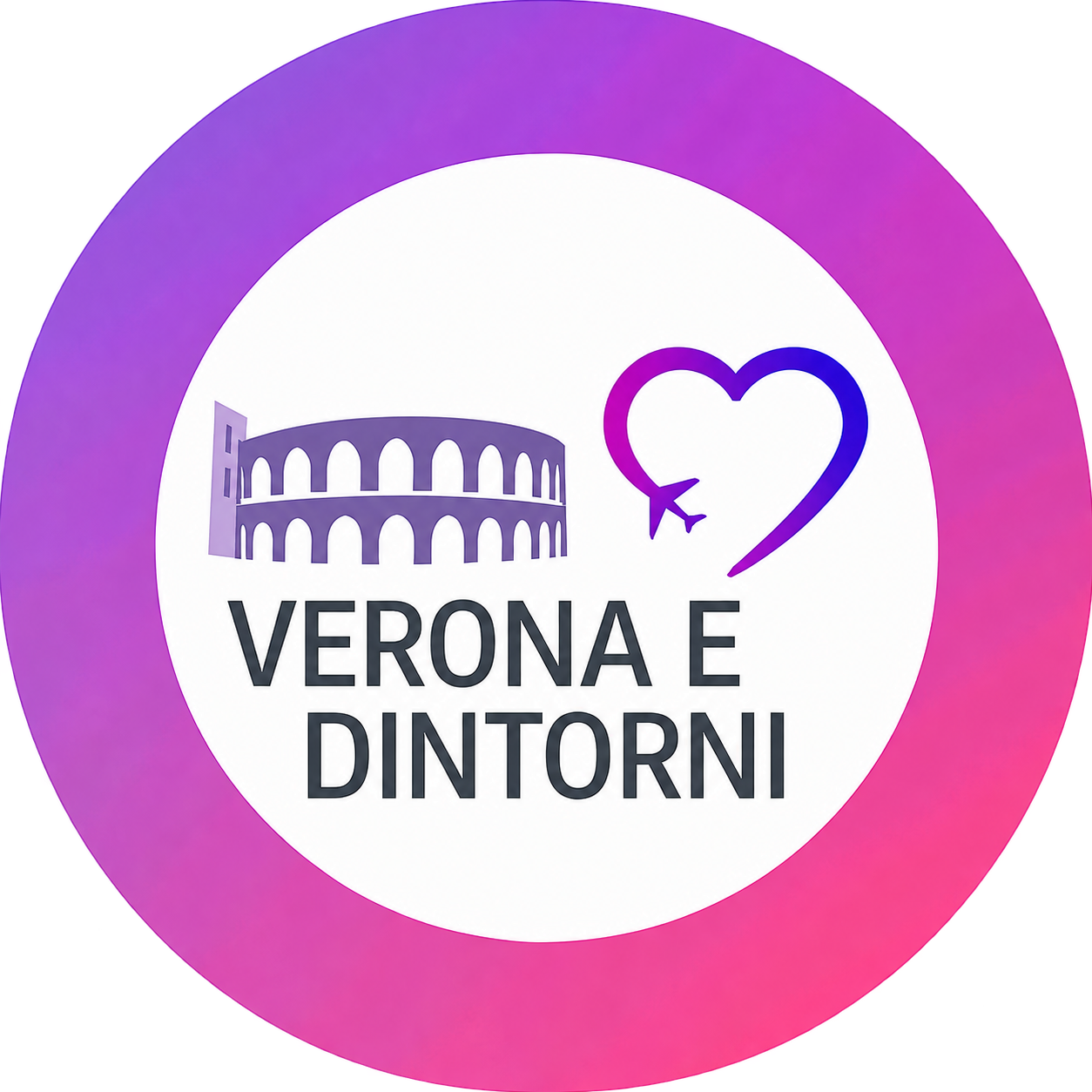 Logo circolare Verona e Dintorni con Arena e cuore stilizzati